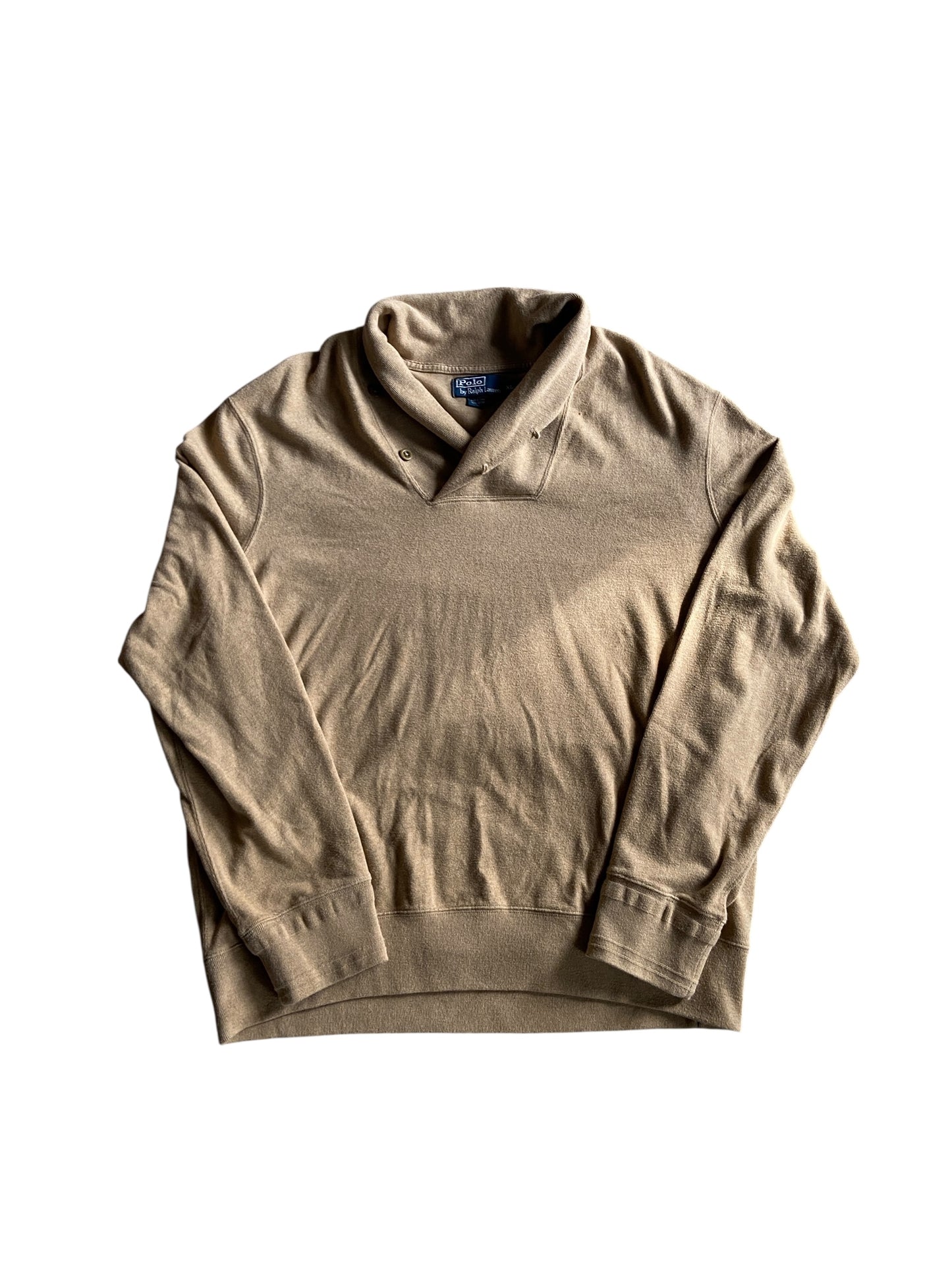 VTG Polo Ralph Lauren Oatmeal Shawl Collar Sweater Sz XL