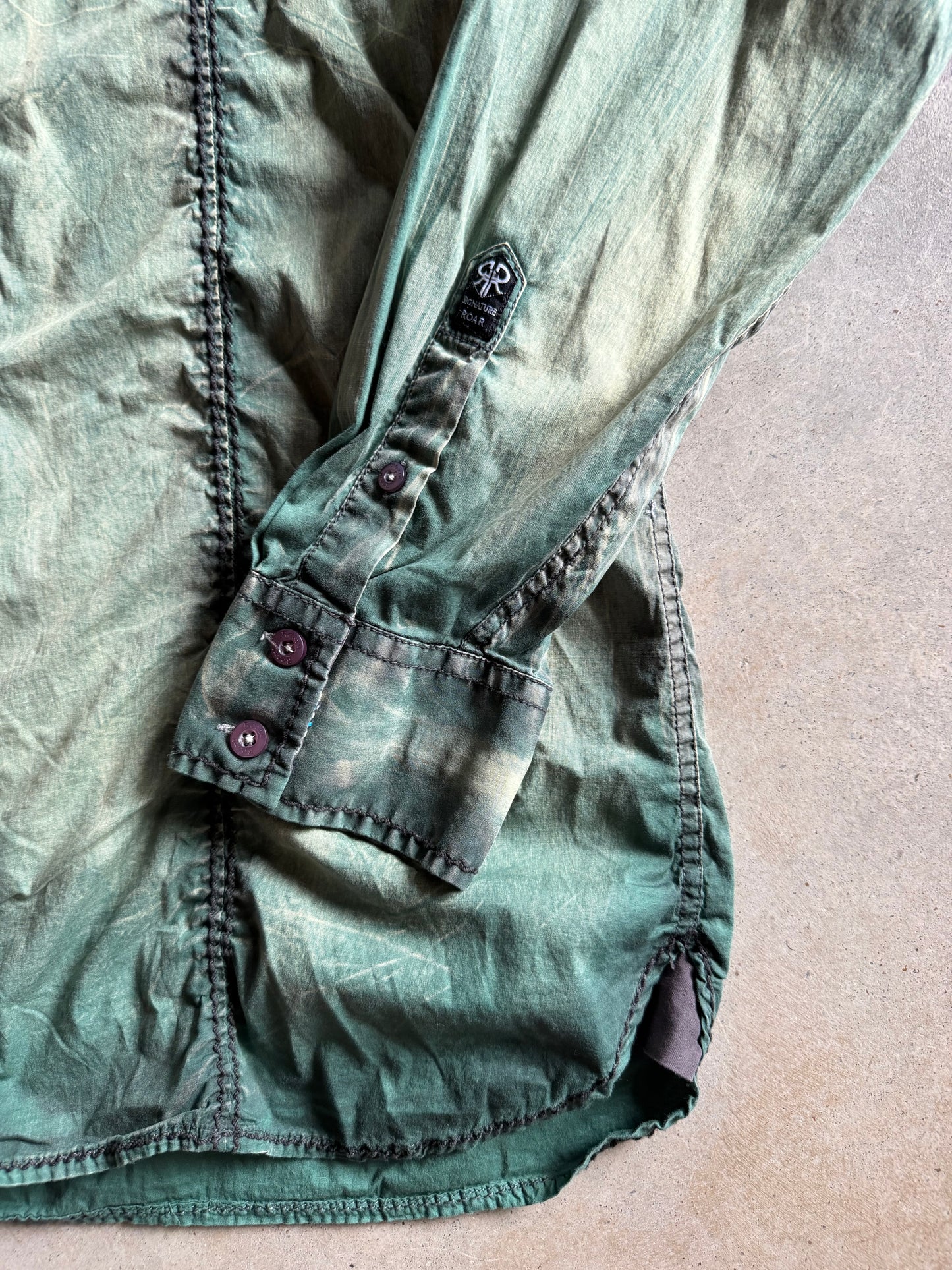 Y2K Roar Green Button Down Shirt Sz 2XL