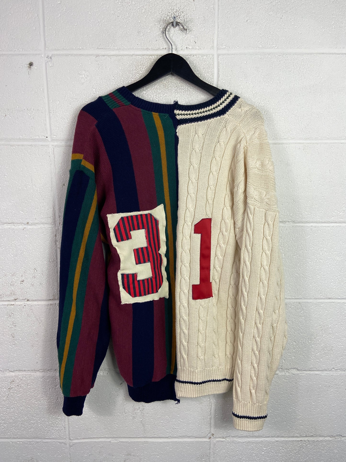 Modelli di Ruolo Custom Half & Half Patchwork Knit Sweater Sz L