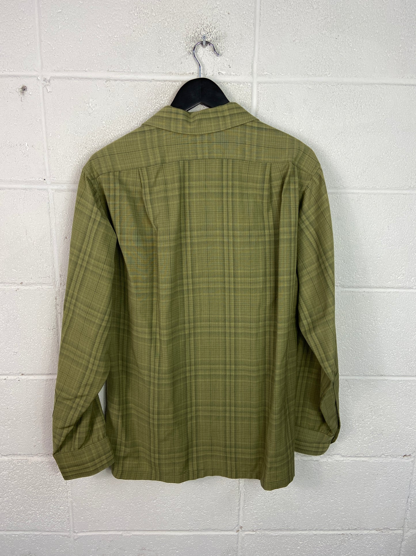 VTG Pendleton Green Plaid Button Up L/S Shirt Sz L