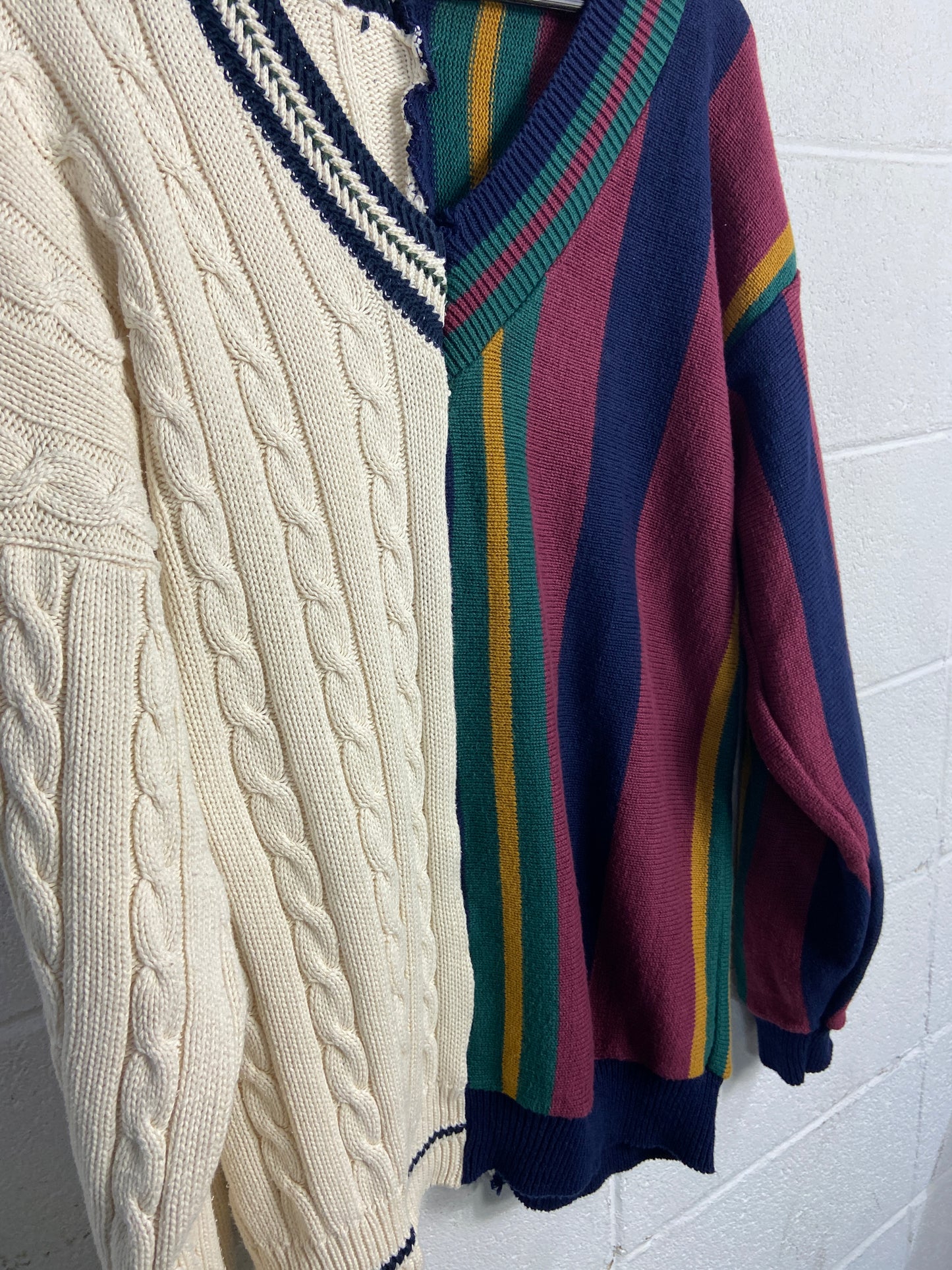 Modelli di Ruolo Custom Half & Half Patchwork Knit Sweater Sz L