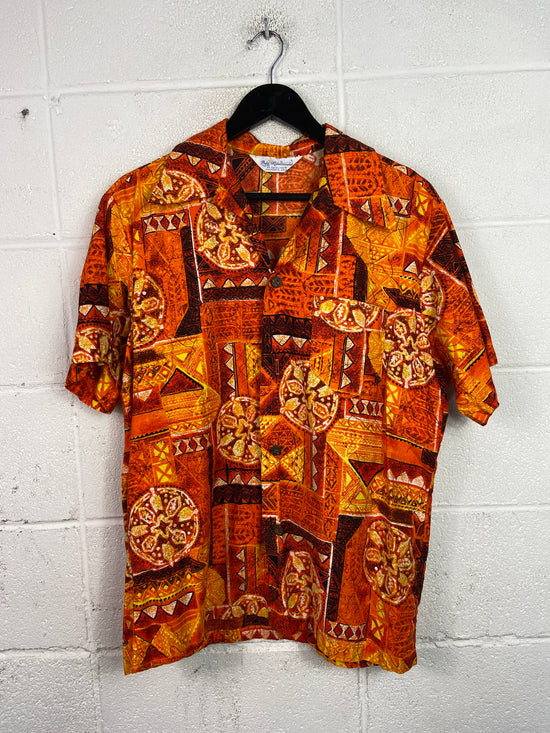 VTG Duke Kahanamoku Lava Orange Hawaiian Shirt