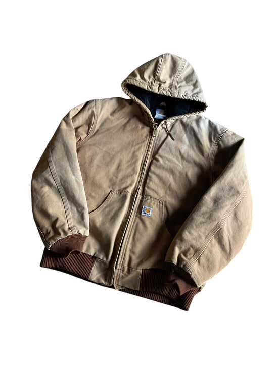 VTG Carhartt Canvas Hooded Jacket Sz XL