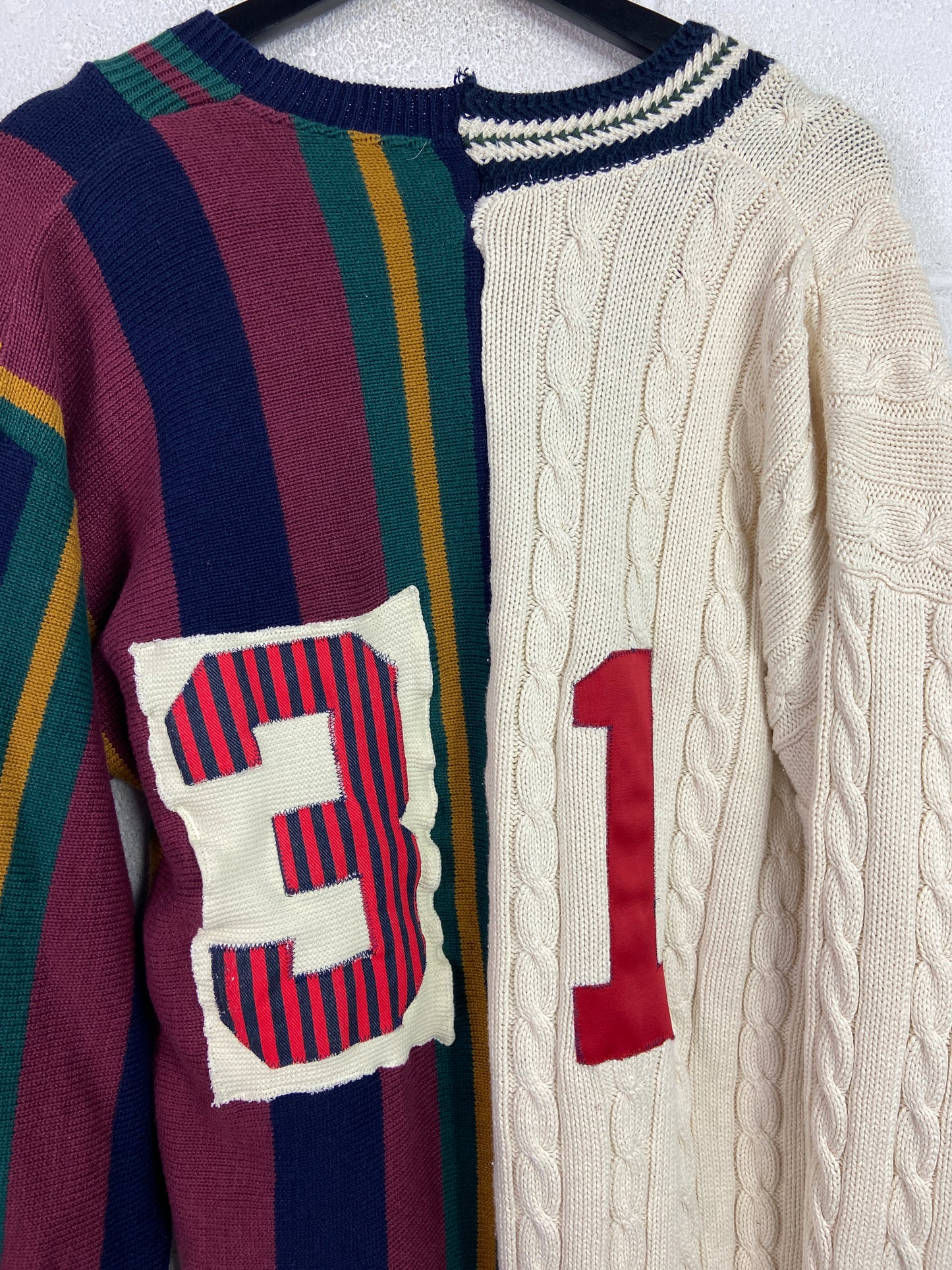 Modelli di Ruolo Custom Half & Half Patchwork Knit Sweater Sz L