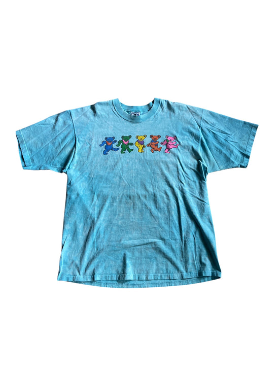 VTG Grateful Dead Bear Tye Dye Liquid Blue 1997 Tee Sz XL