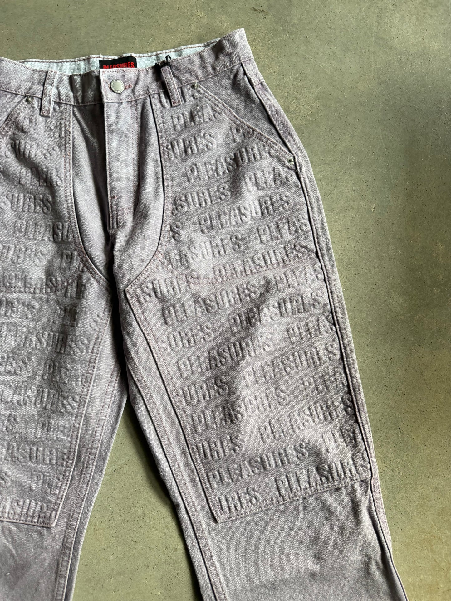 Pleasures Lilac Purple Impact Embossed Double Knee Jeans Sz 28x30