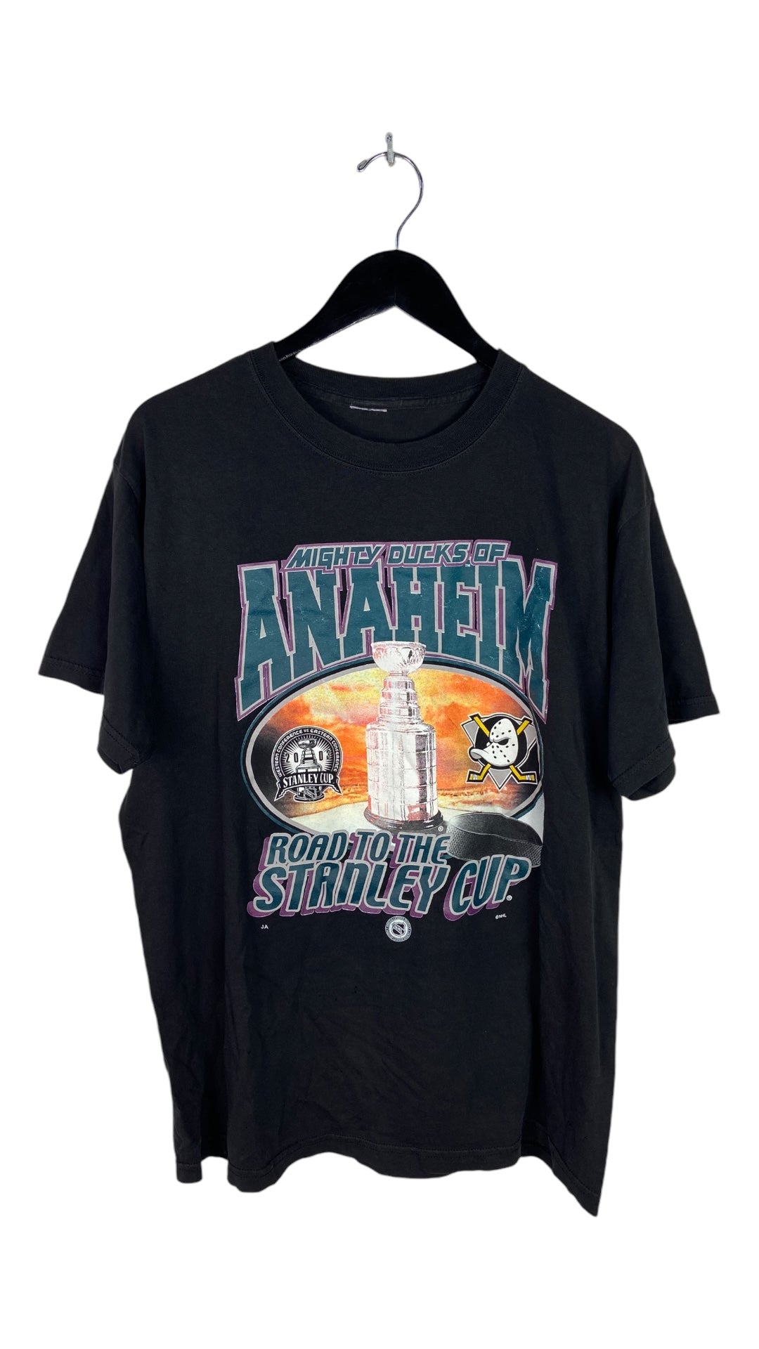 Y2K Anaheim Mighty Ducks NHL Road to Stanley Cup Tee Sz L