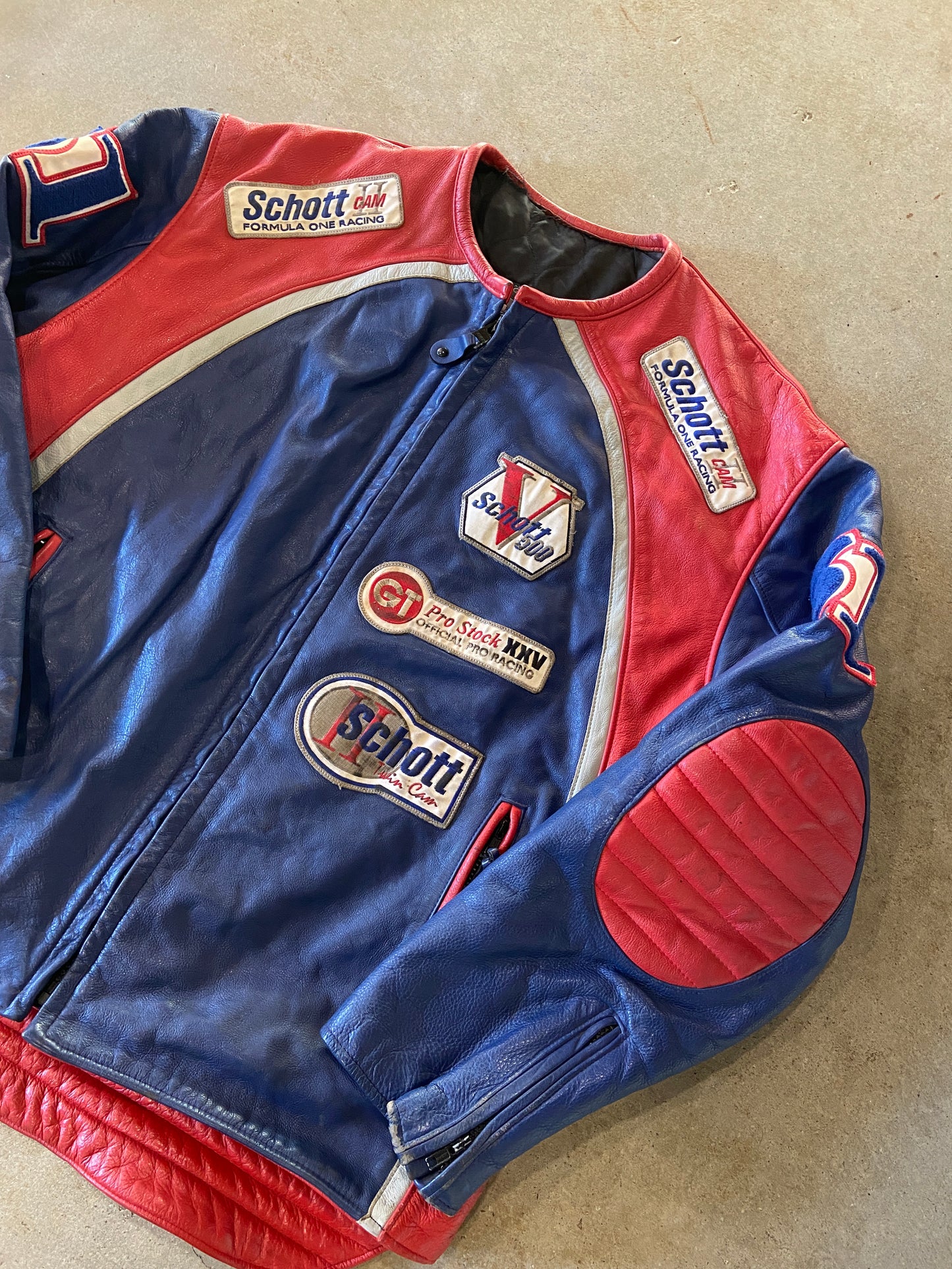 VTG Schott NYC Formula One Racing Leather Jacket Sz XXL