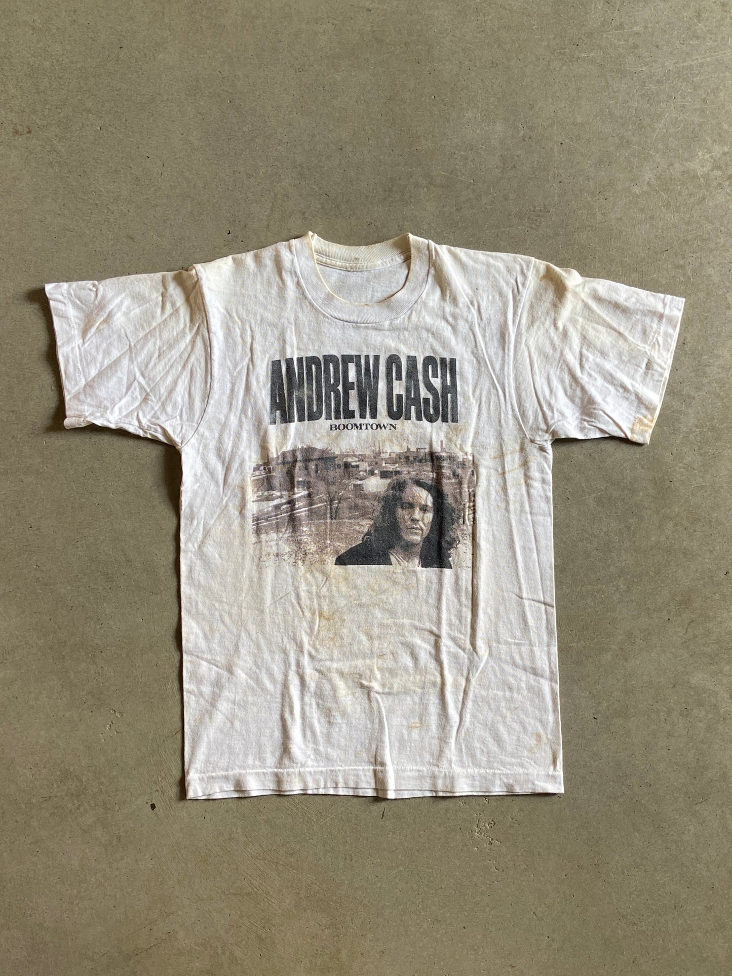 VTG Thrashed Andrew Cash Boomtown Concert Tee Sz Med