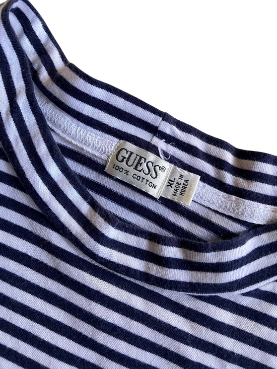 VTG Guess Jeans Blue Stripe Tee Sz XL/2XL