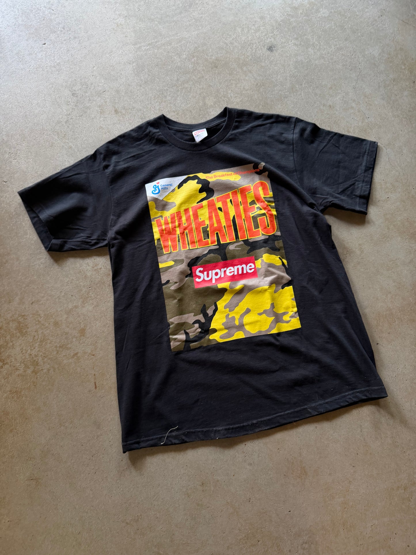 Preowned Supreme Wheaties Tee Black Sz L