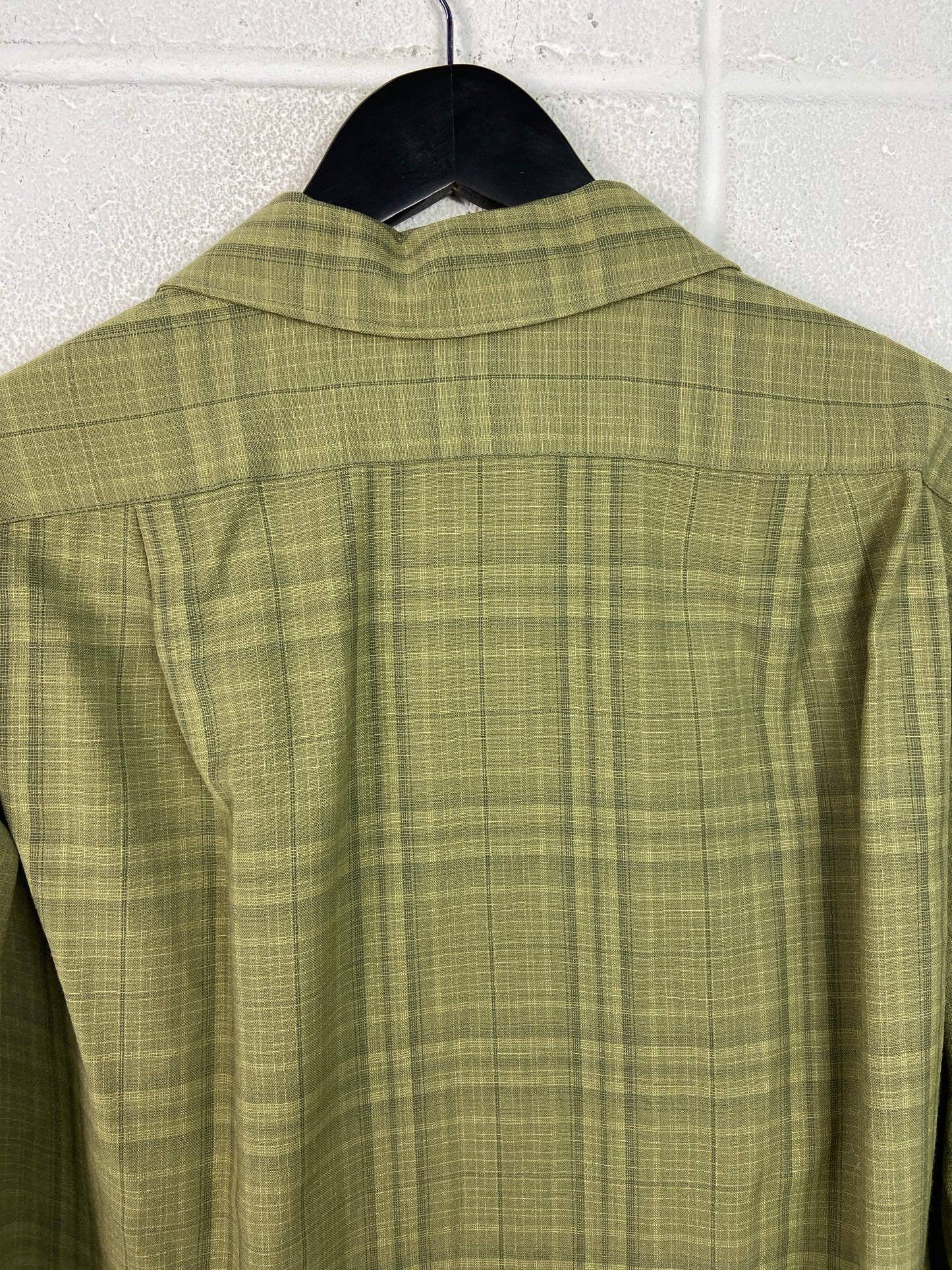 VTG Pendleton Green Plaid Button Up L/S Shirt Sz L