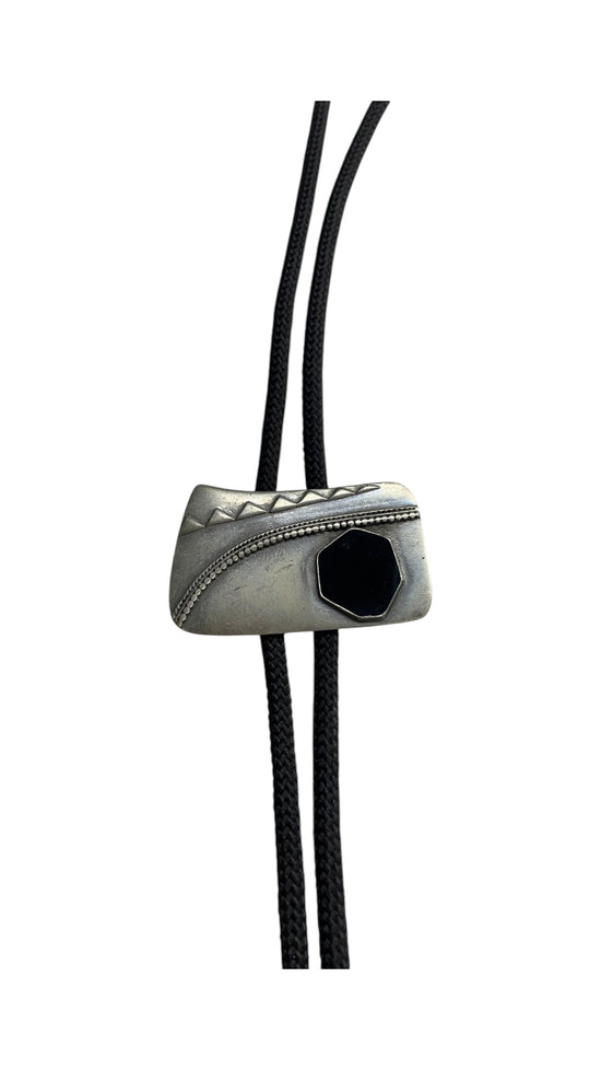 VTG Abstract Plate Black Bolo Tie