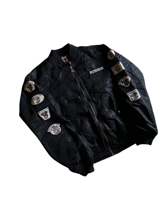 Y2K Harley Davidson Patch Bomber Jacket Sz L