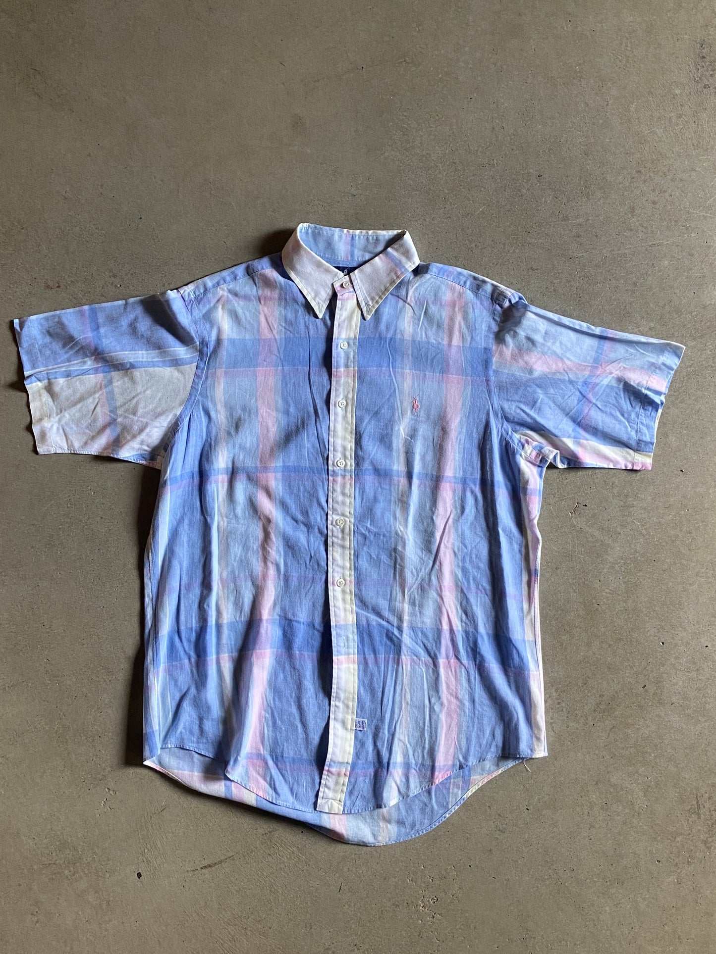VTG Ralph Lauren Pastel Plaid Button Up Shirt Sz L