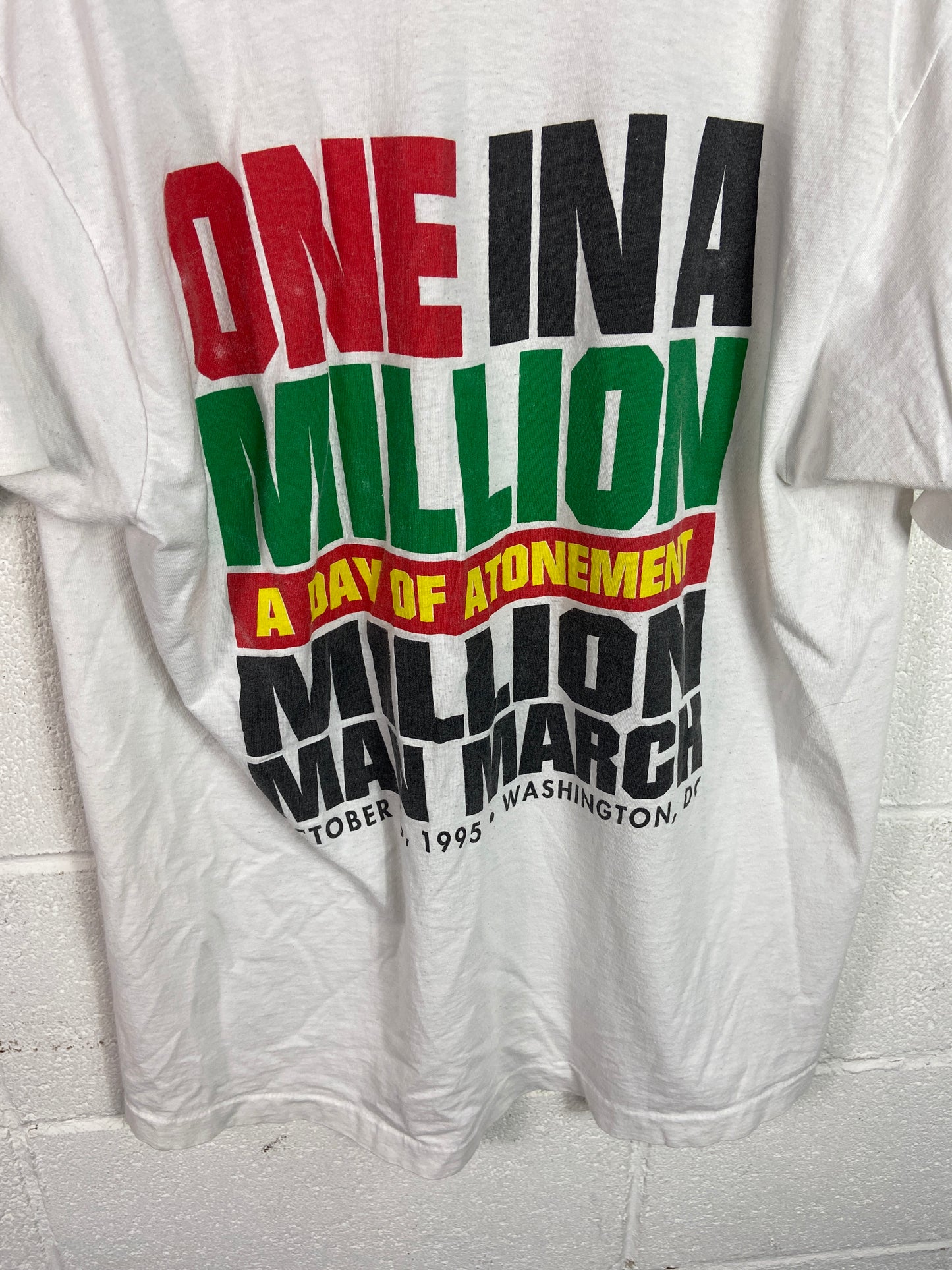 VTG Million Man March V Neck Tee Sz Med