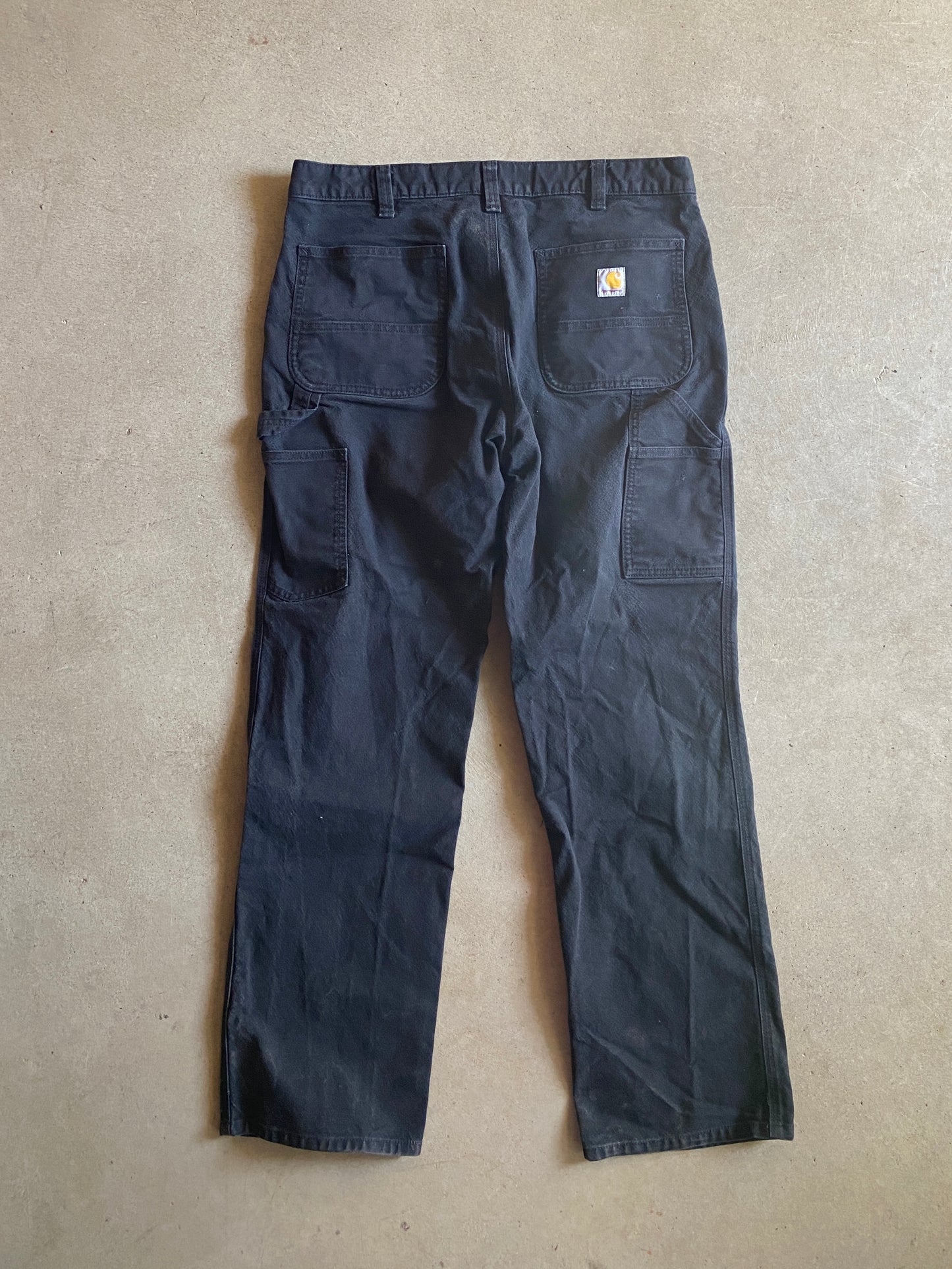 Carhartt Ash Black Faded Canvas Work Pants Sz 36x32
