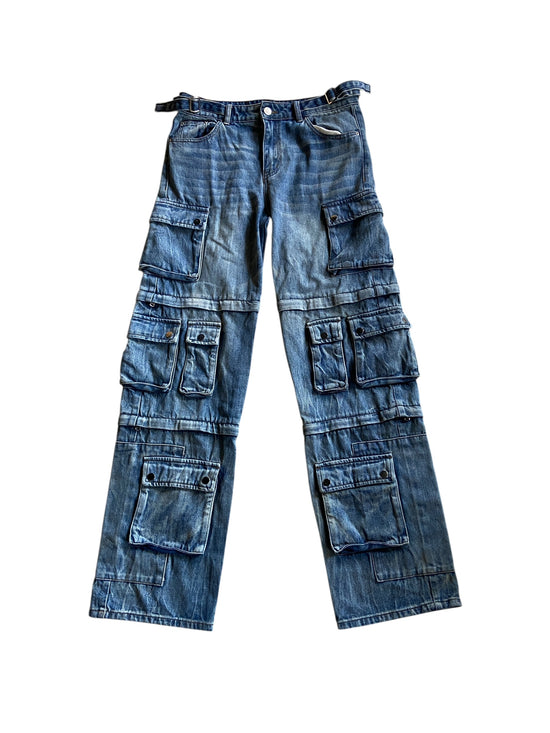 Gemsbyn Deline Stacked Cargo Blue Denim Jeans Sz 34x34