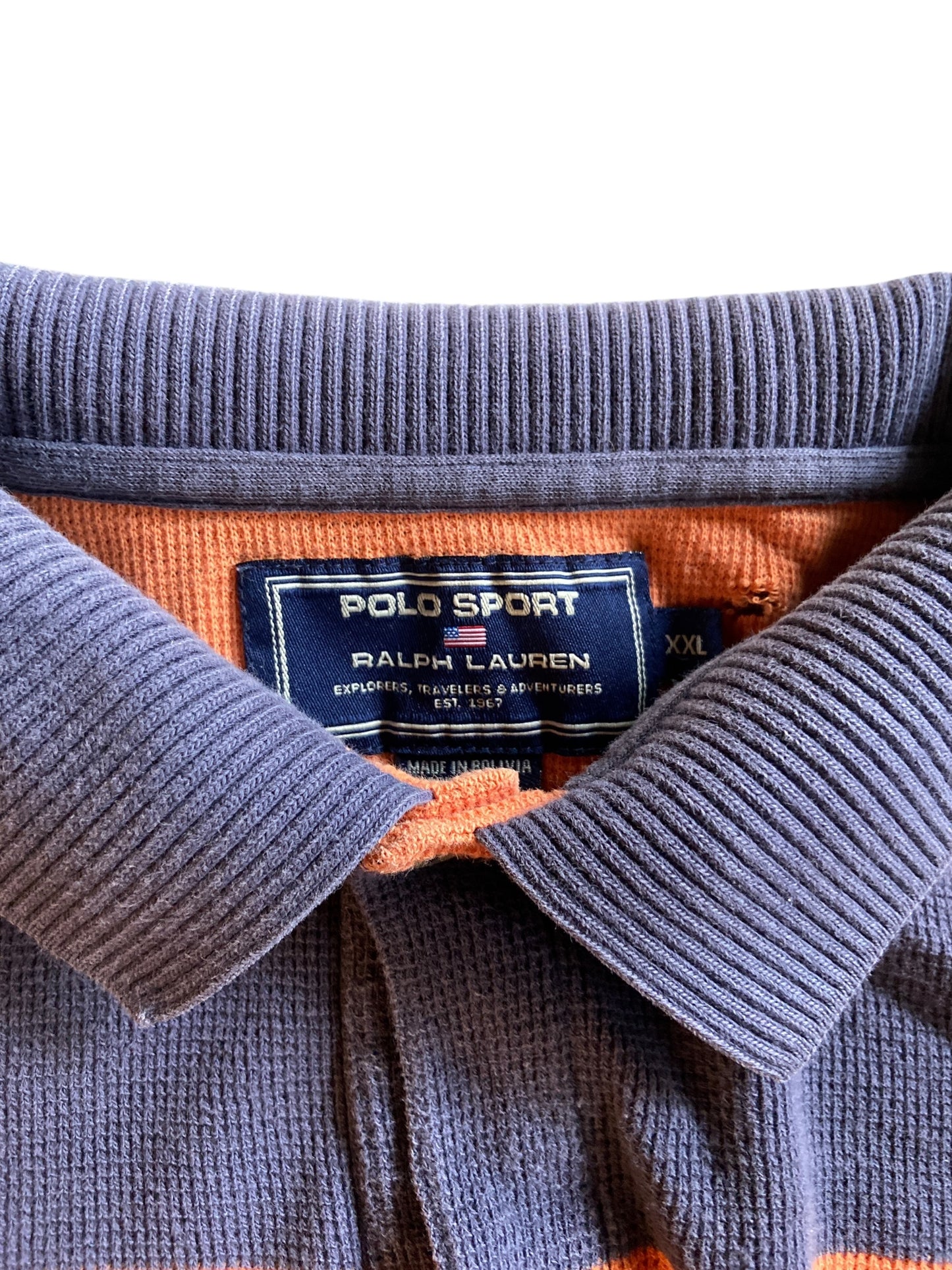 VTG Polo Sport Orange Striped Polo Sz XXL