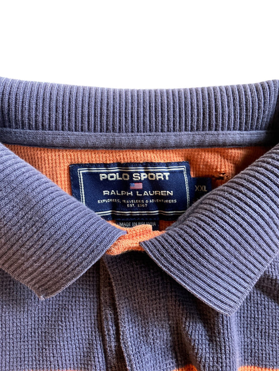 VTG Polo Sport Orange Striped Polo Sz XXL