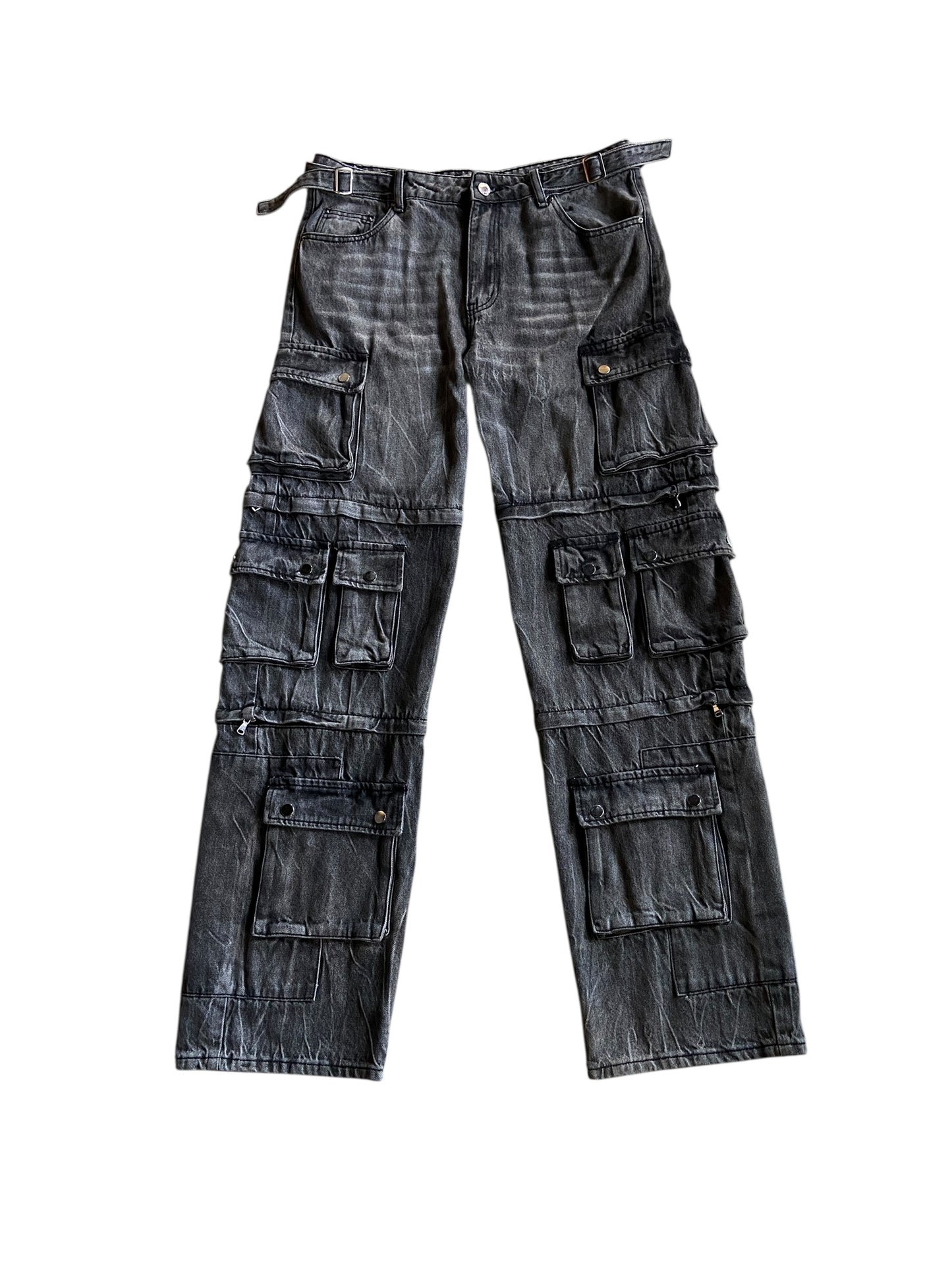 Gemsbyn Deline Stacked Cargo Black Denim Jeans Sz 36x34