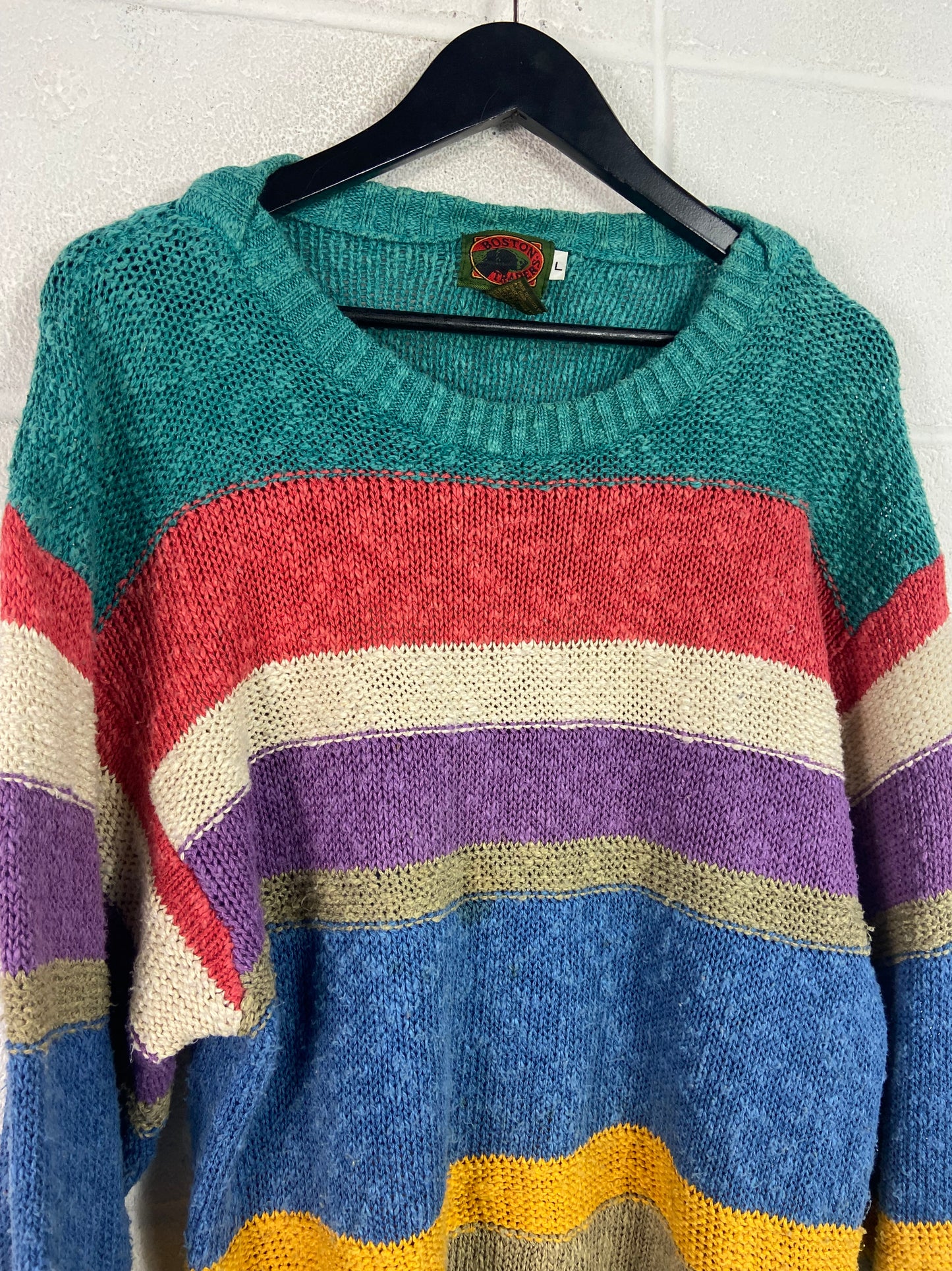 VTG Striped Boston Traders Multicolor Knit Sweater Sz L/XL