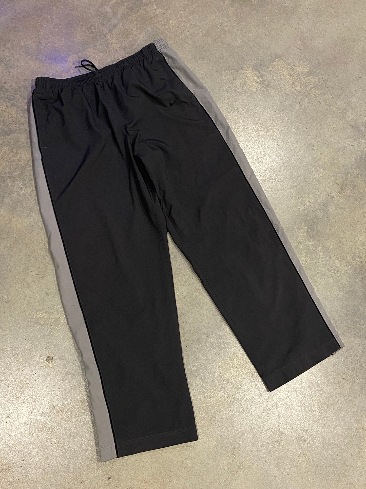 Y2K Nike Pinstripe Two Tone Black Track Pants Sz XL