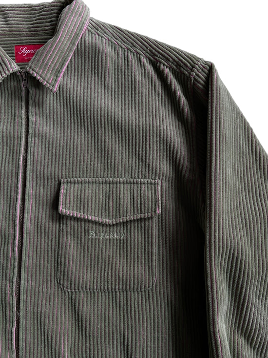 Supreme Wide Whale Old English Corduroy Zip Shirt Sz XL
