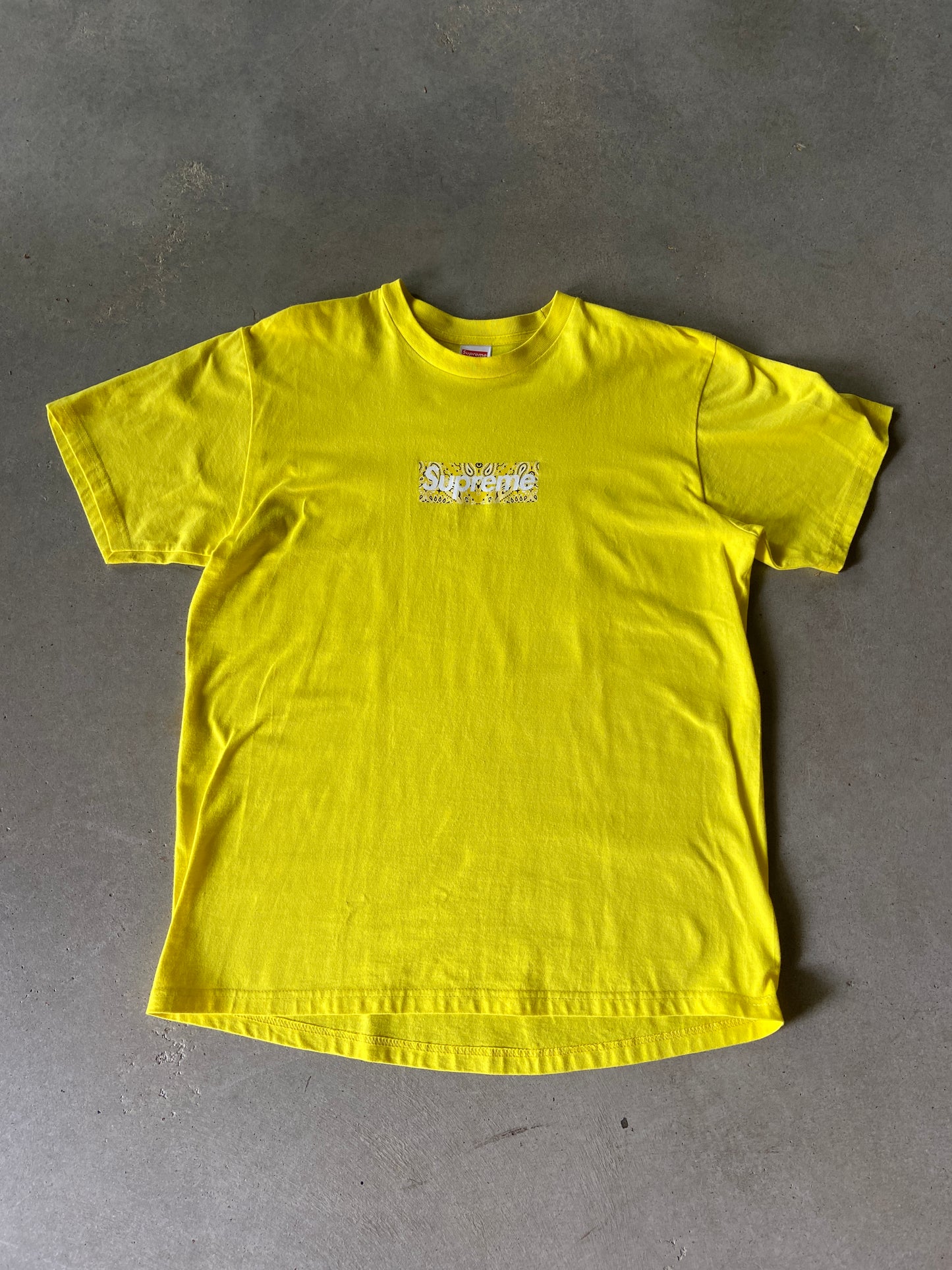 Supreme Yellow Bandana Box Logo Tee Sz L