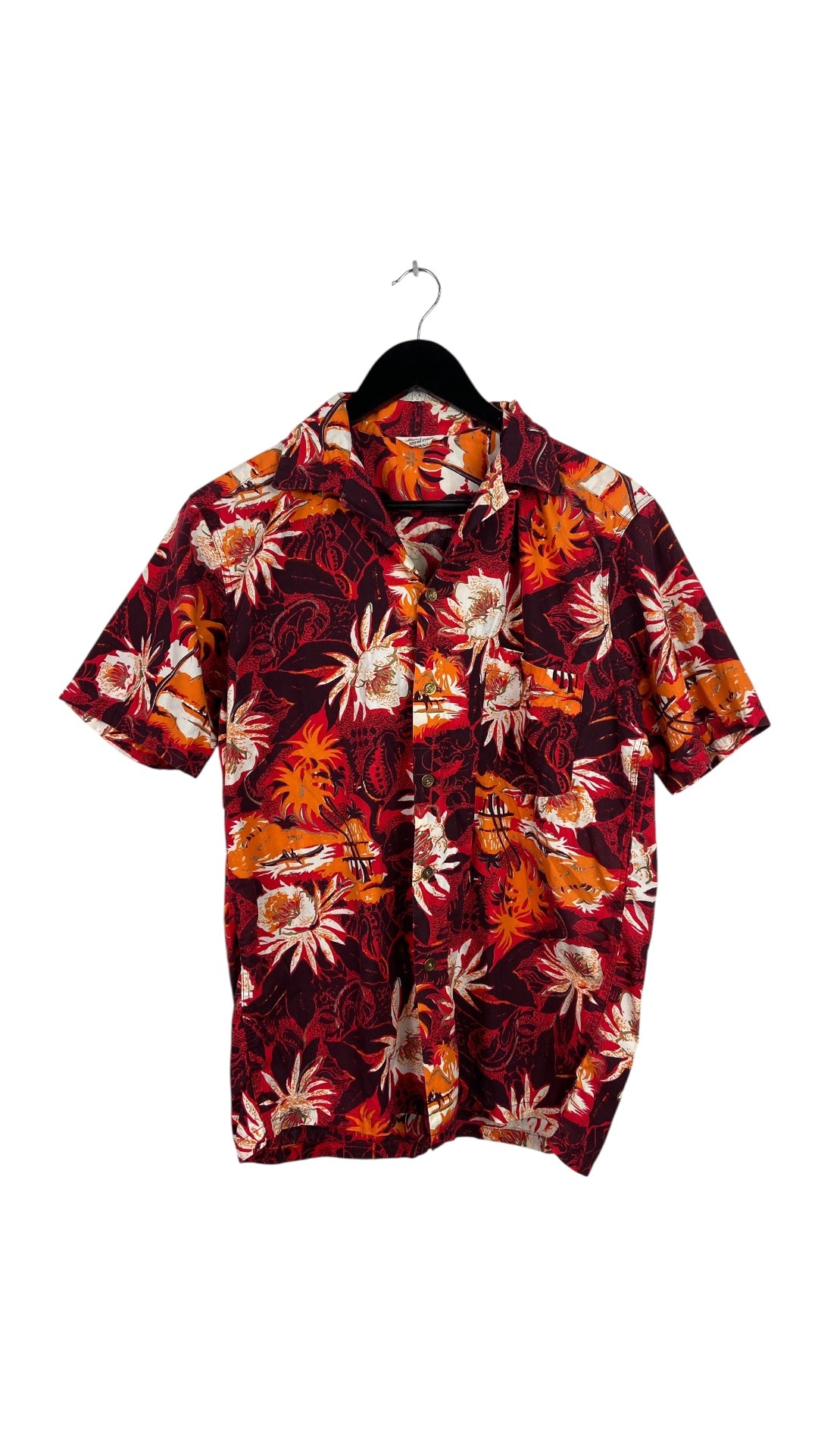 VTG Kamehameha Red Floral Hawaiian Shirt
