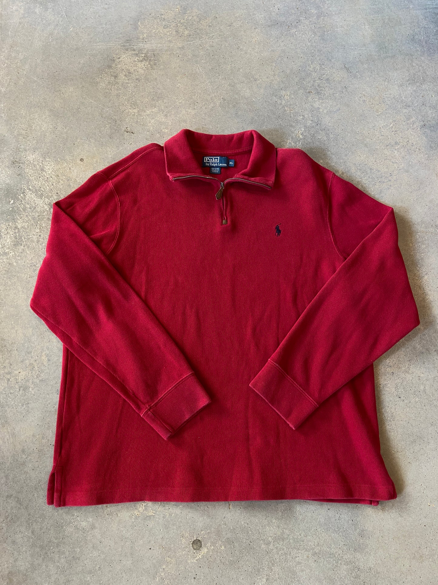VTG Polo Ralph Lauren Quarter-Zip Burgundy Sweater Sz XL