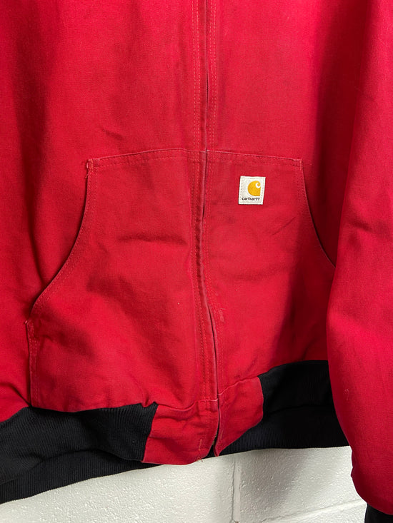 Y2K Carhartt Red Hooded Work Jacket Sz XXL