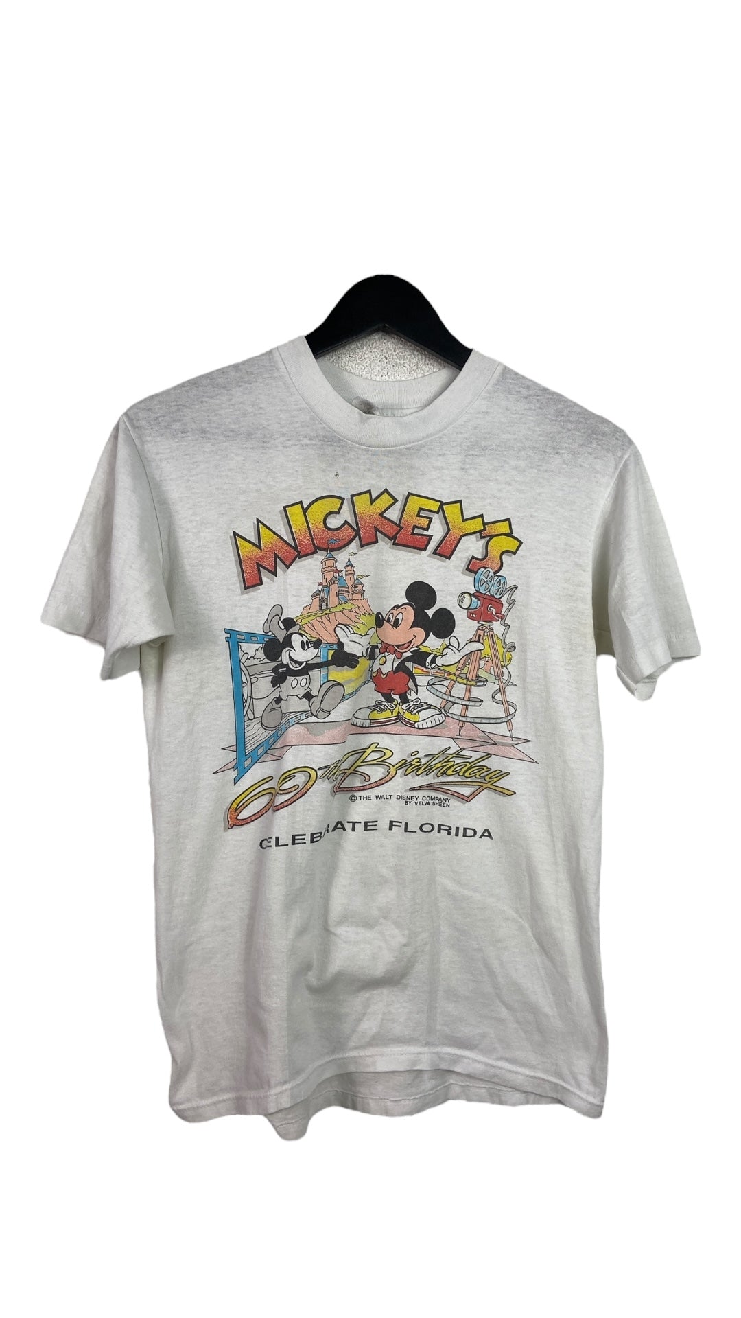 VTG 80s Mickey 60th Birthday Anniversary Tee Sz Small