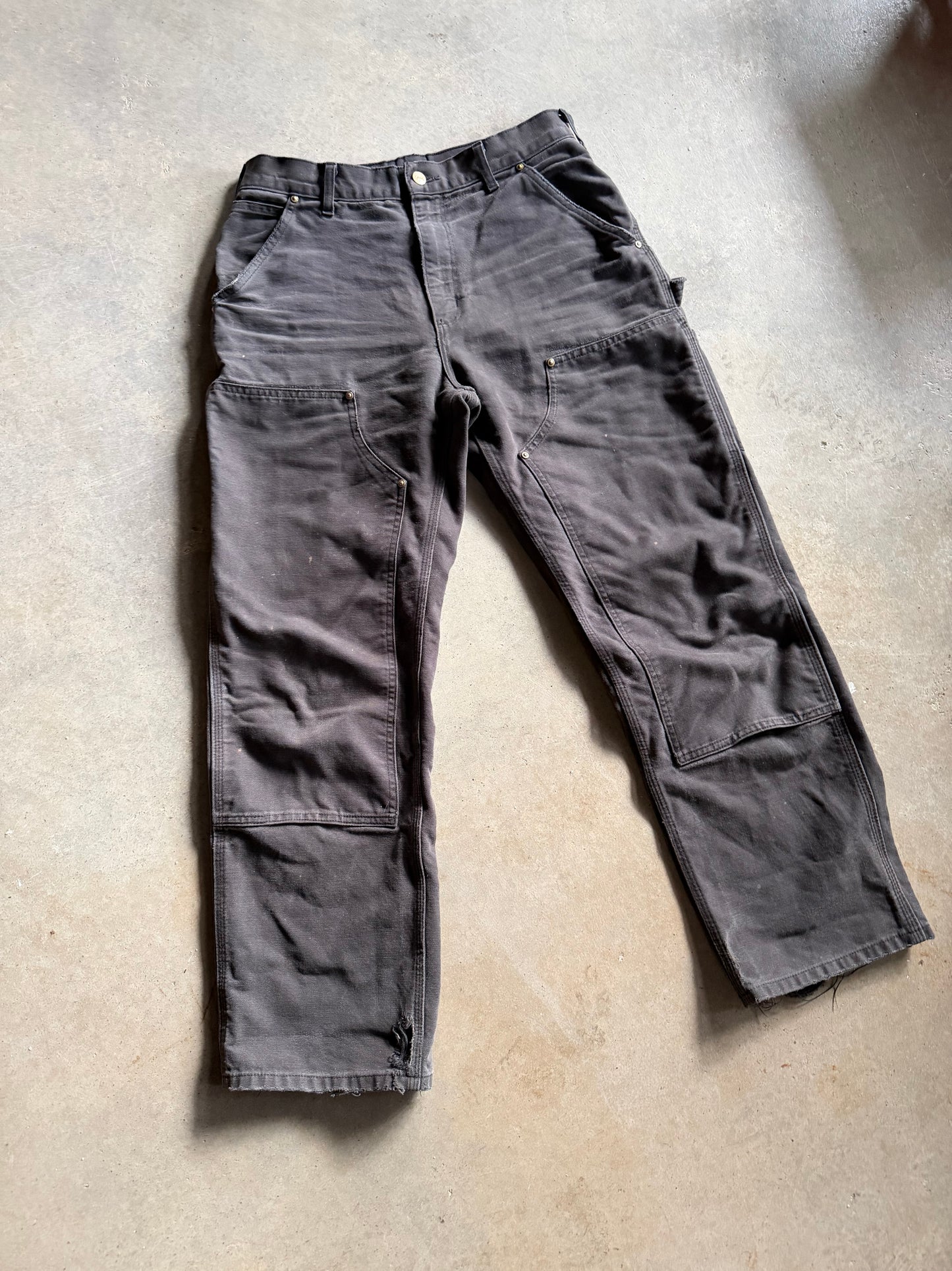 VTG Carhartt Gray Double Knee Pants Sz 30x32