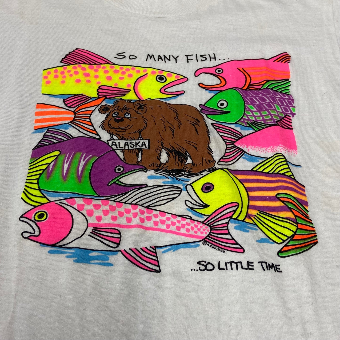 VTG Kids Alaska Fish Graphic Tee Sz Yth L