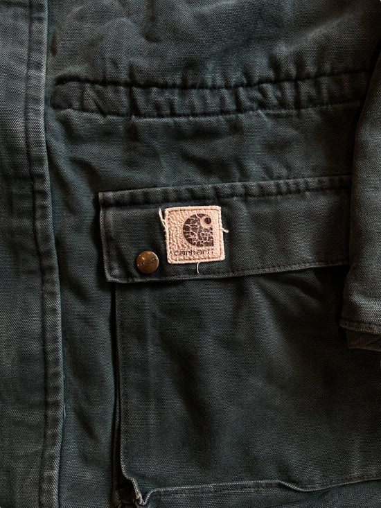 VTG Carhartt Forest Green Long Jacket Sz 2XL