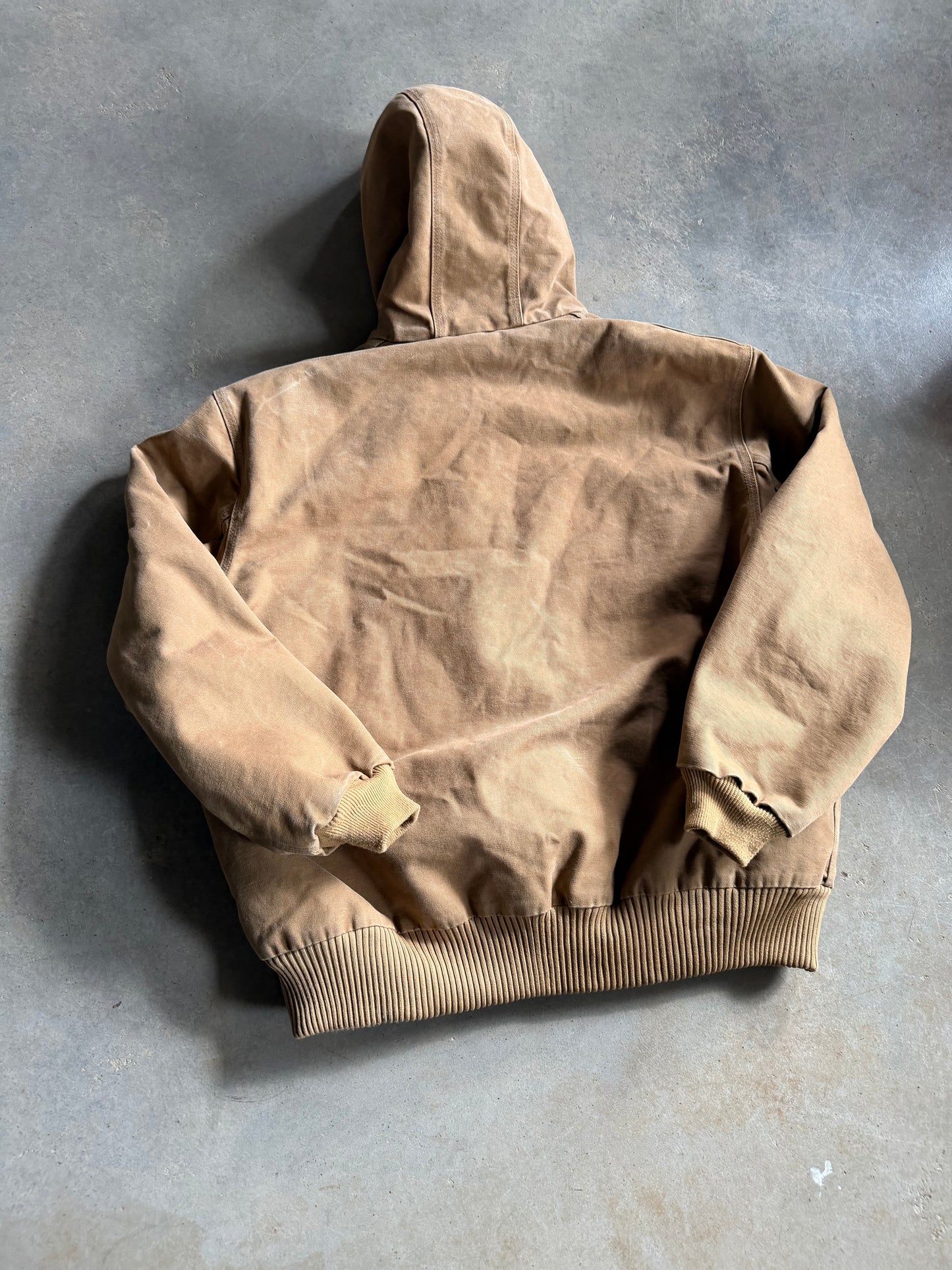 VTG Carhartt J130 CML Tan Hooded Jacket Sz XL