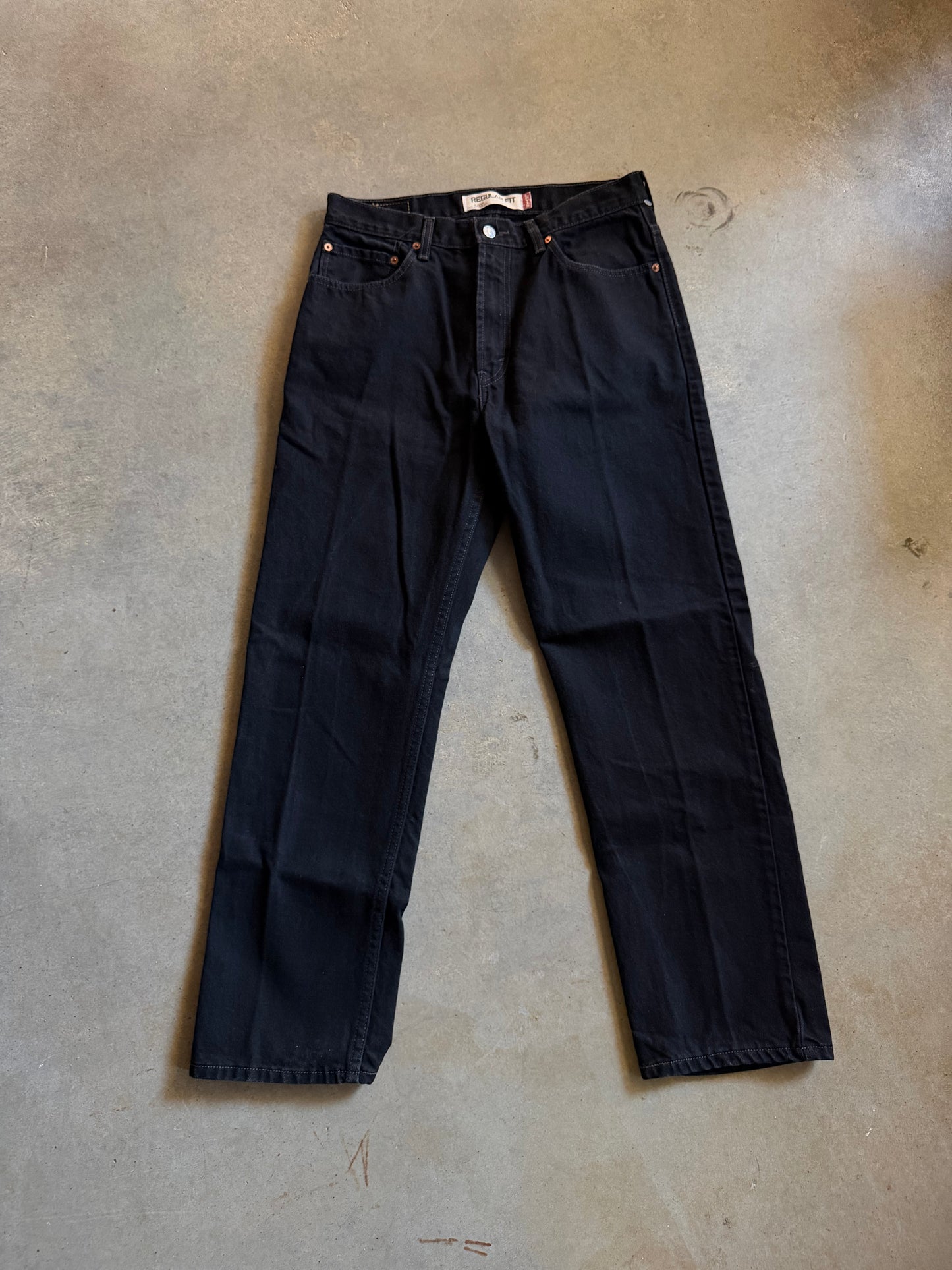 Levis 505 Black Denim Jeans Sz 34x30