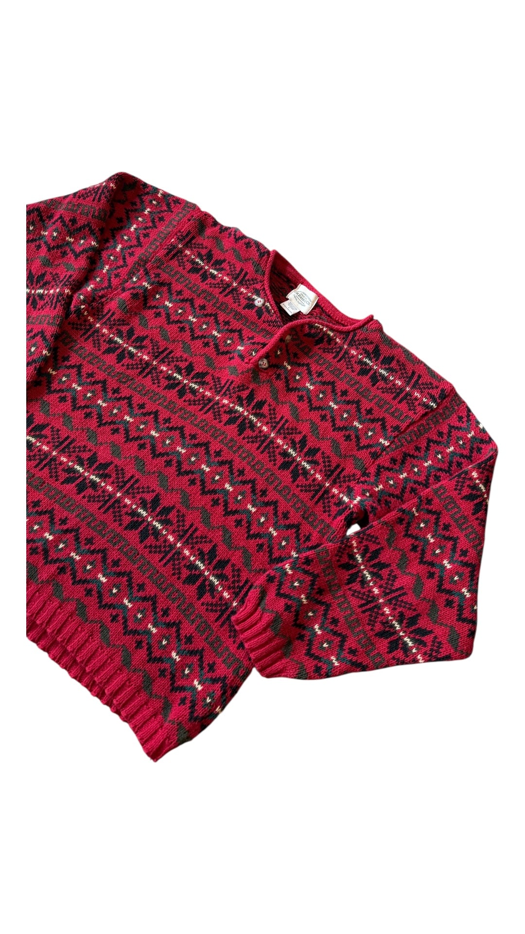 VTG GH Bass Knit Henley Sweater Sz M