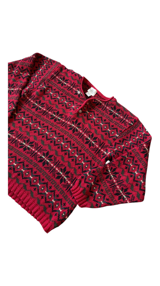 VTG GH Bass Knit Henley Sweater Sz M