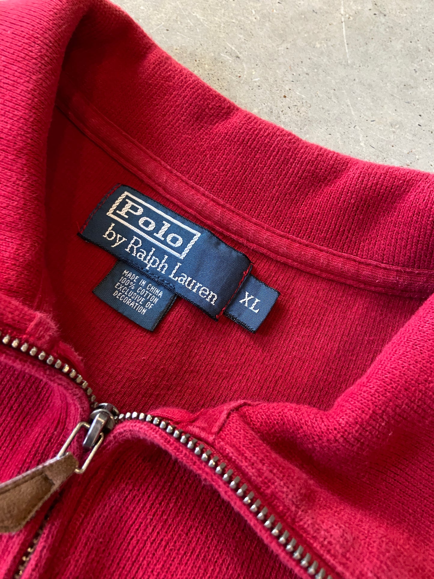 VTG Polo Ralph Lauren Quarter-Zip Burgundy Sweater Sz XL