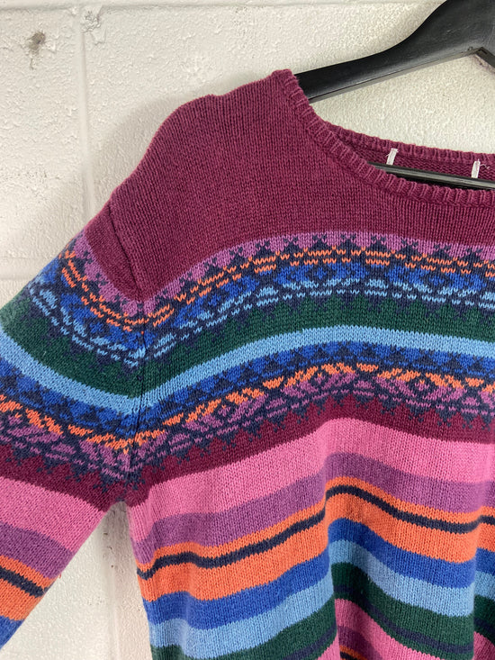 VTG Purple Aztec Knit Sweater Sz S