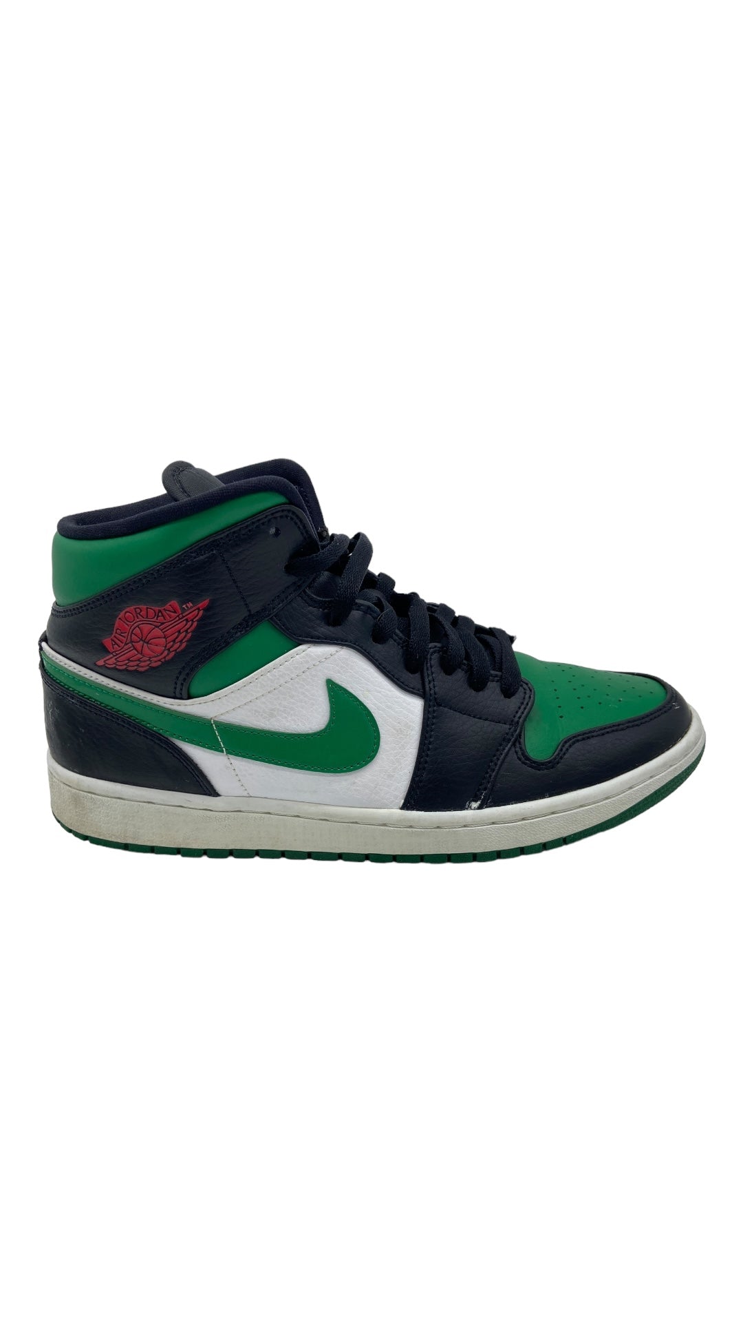 Preowned Jordan 1 Mid Green Toe Sz 10M/11.5W  554724-067