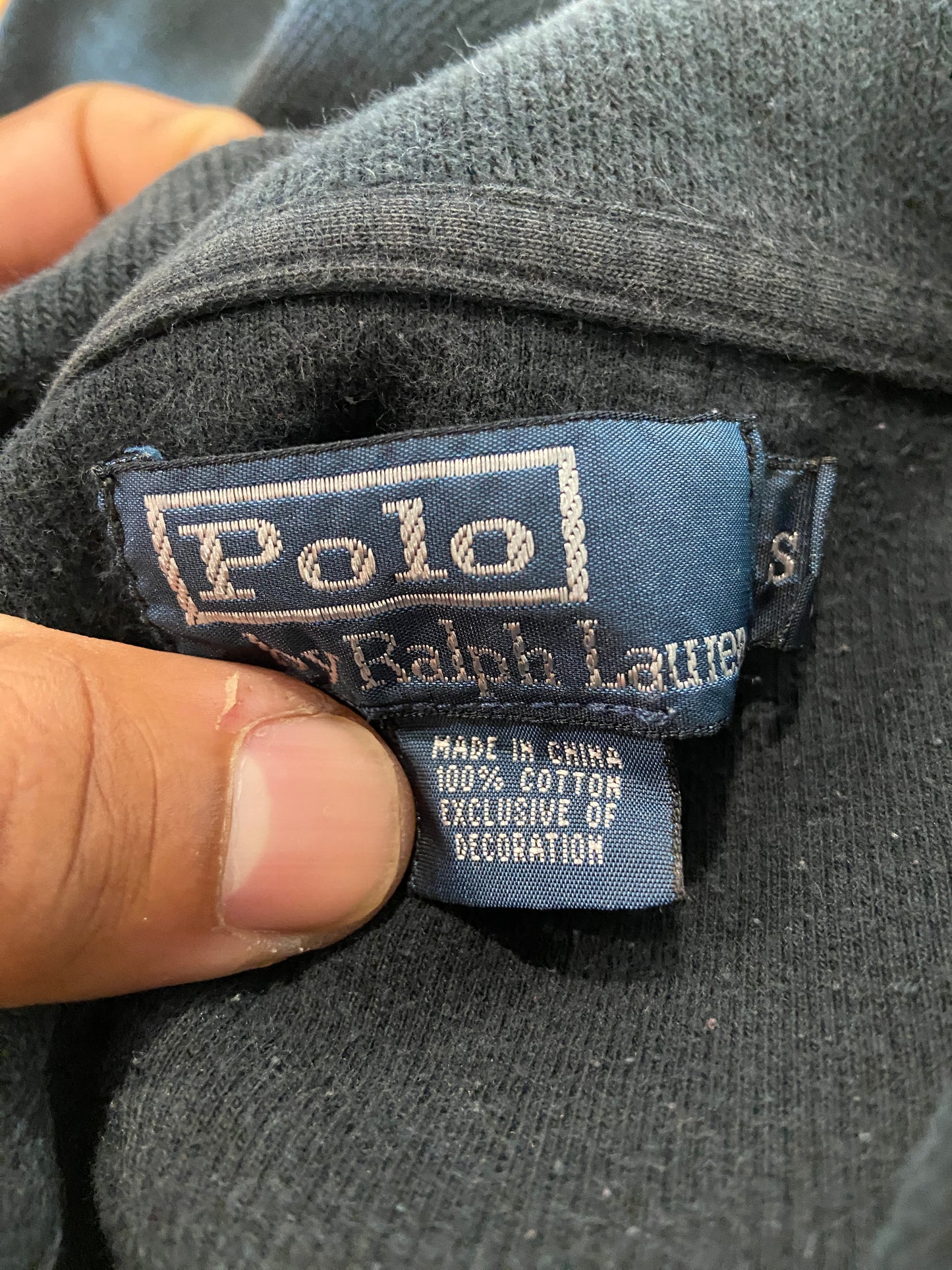 VTG Polo Ralph Lauren Quarter-Zip Navy Sweater Sz Small