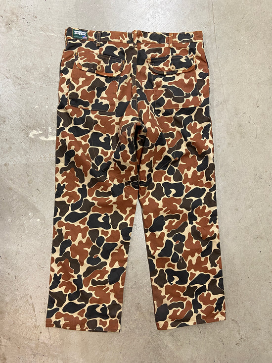 VTG Saftbak Brown Duck Camo Shell Hunting Pants Sz 40x30