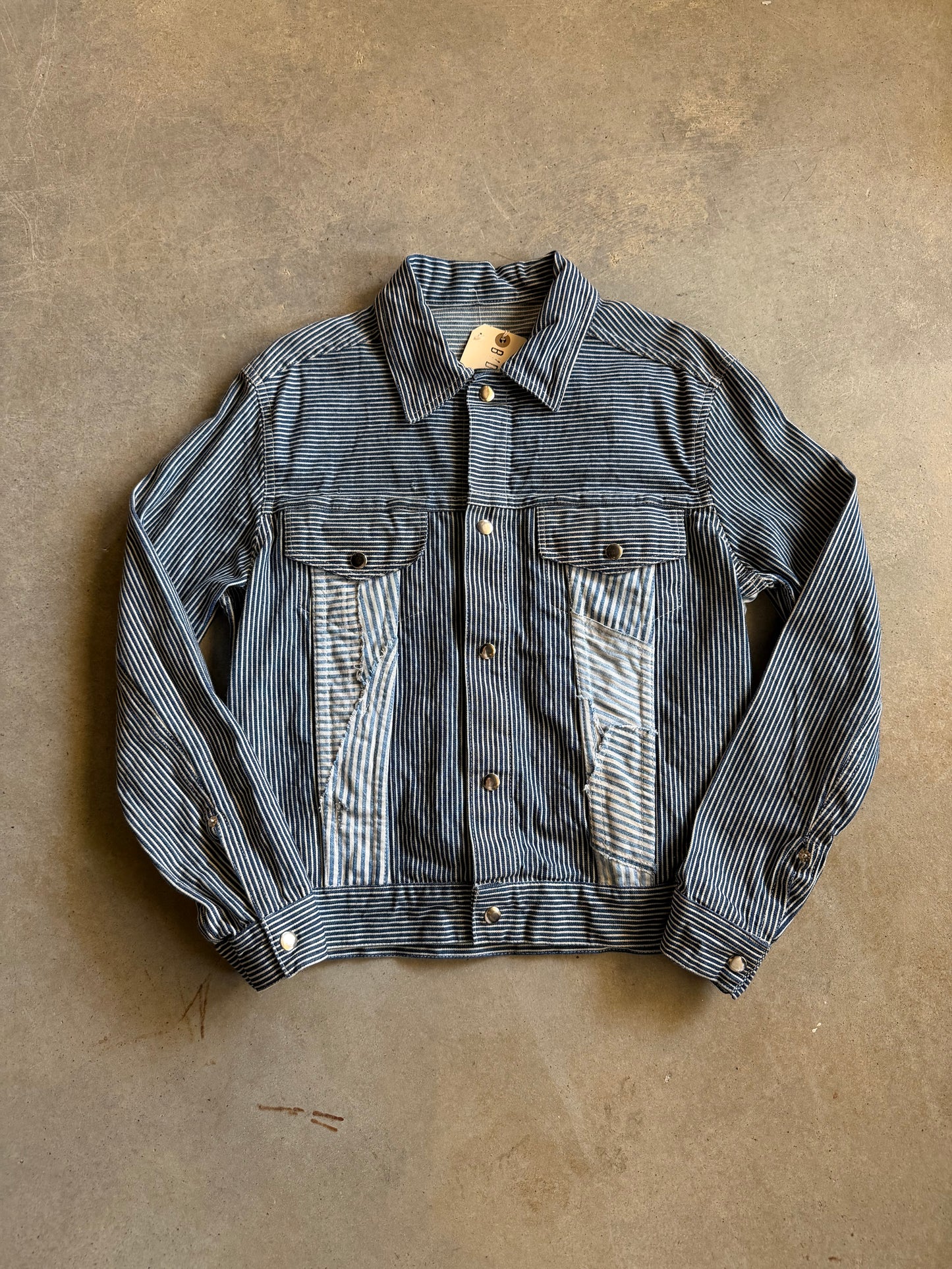 Reworked david turner Hickory Stripe Camp Type 3 Trucker Jacket Sz L