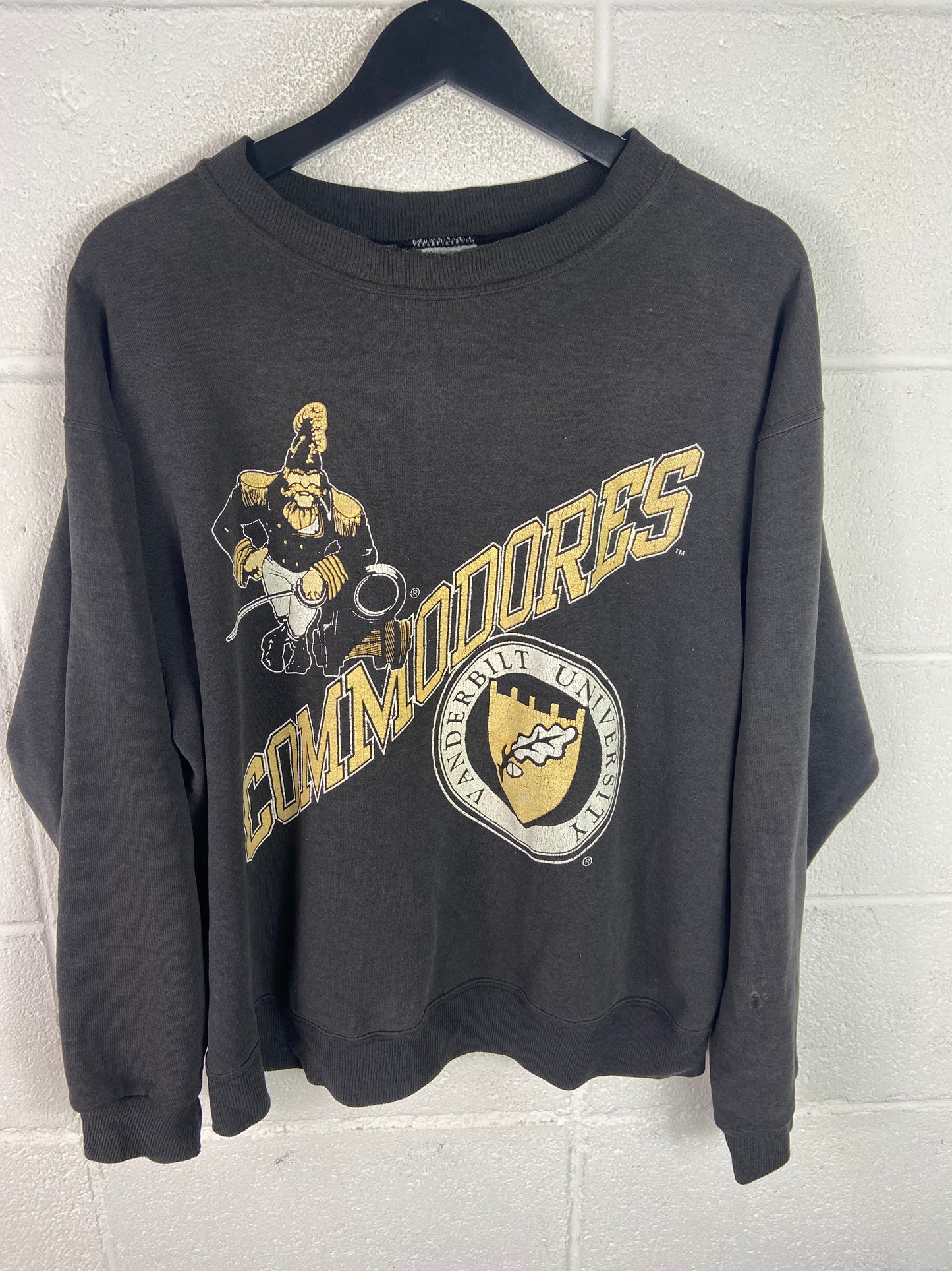 VTG Vanderbilt Commodores Cracked Faded Sweater Sz L