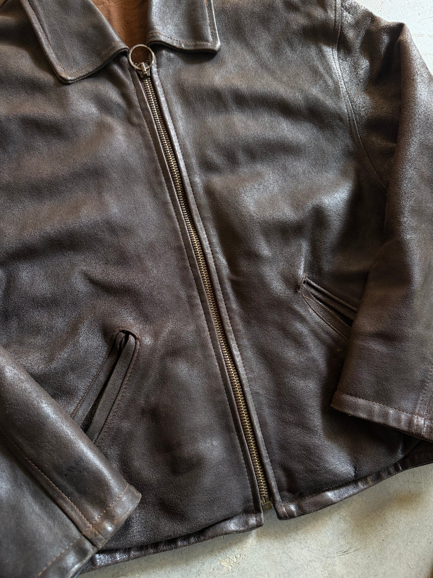 VTG Brown Leather Jacket Sz M/L