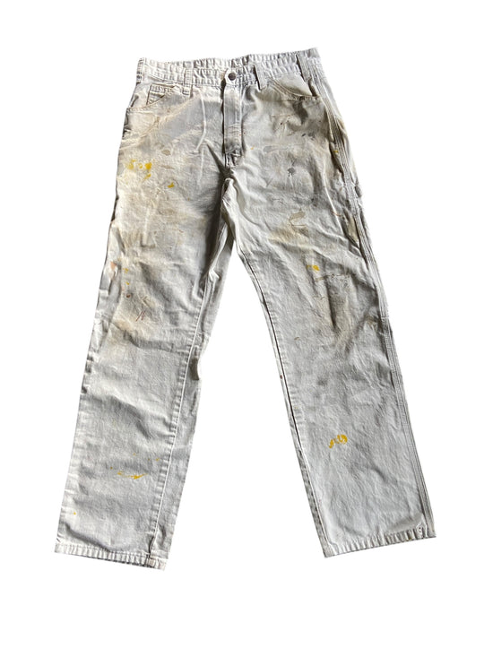 VTG Dickies Yellow/Gray Paint Splash Pants Sz 32x30