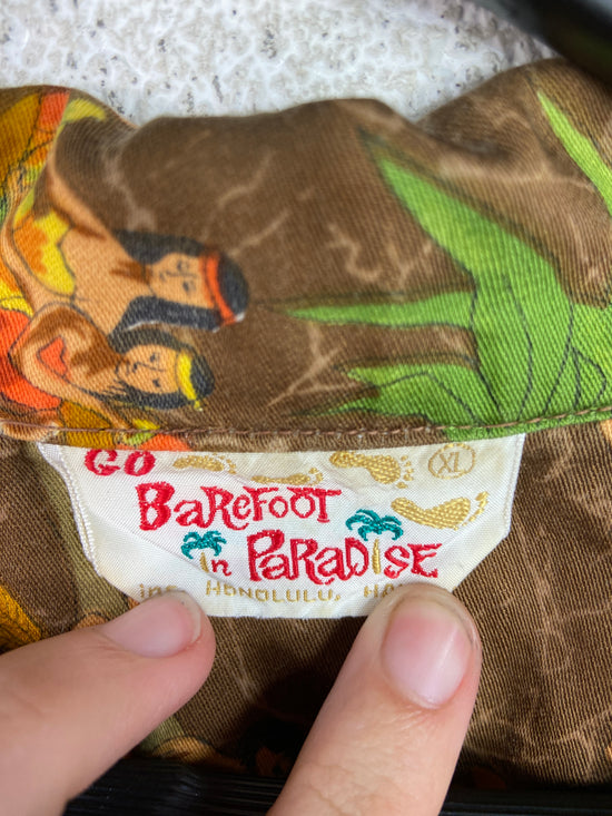 Vintage Barefoot Paradise Hawaiian Shirt